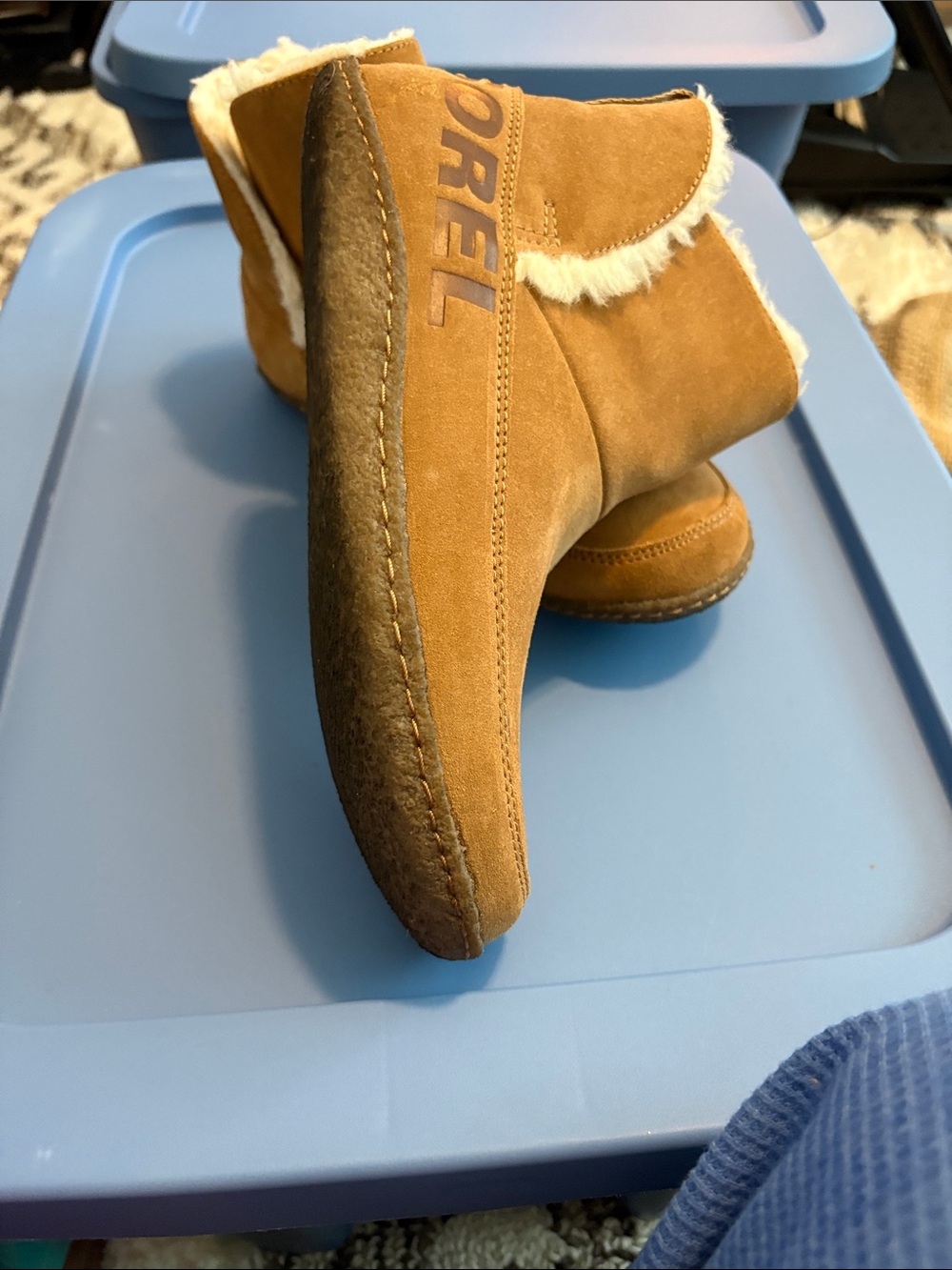 Sorel Tan Suede Faux-Fur Lined Ankle Boots